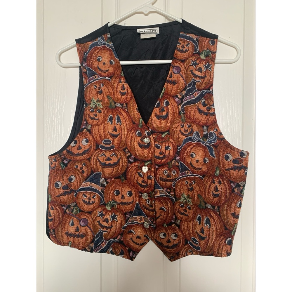 Vintage Mirrors Embroidered Pumpkin Vest Women’s Size Large